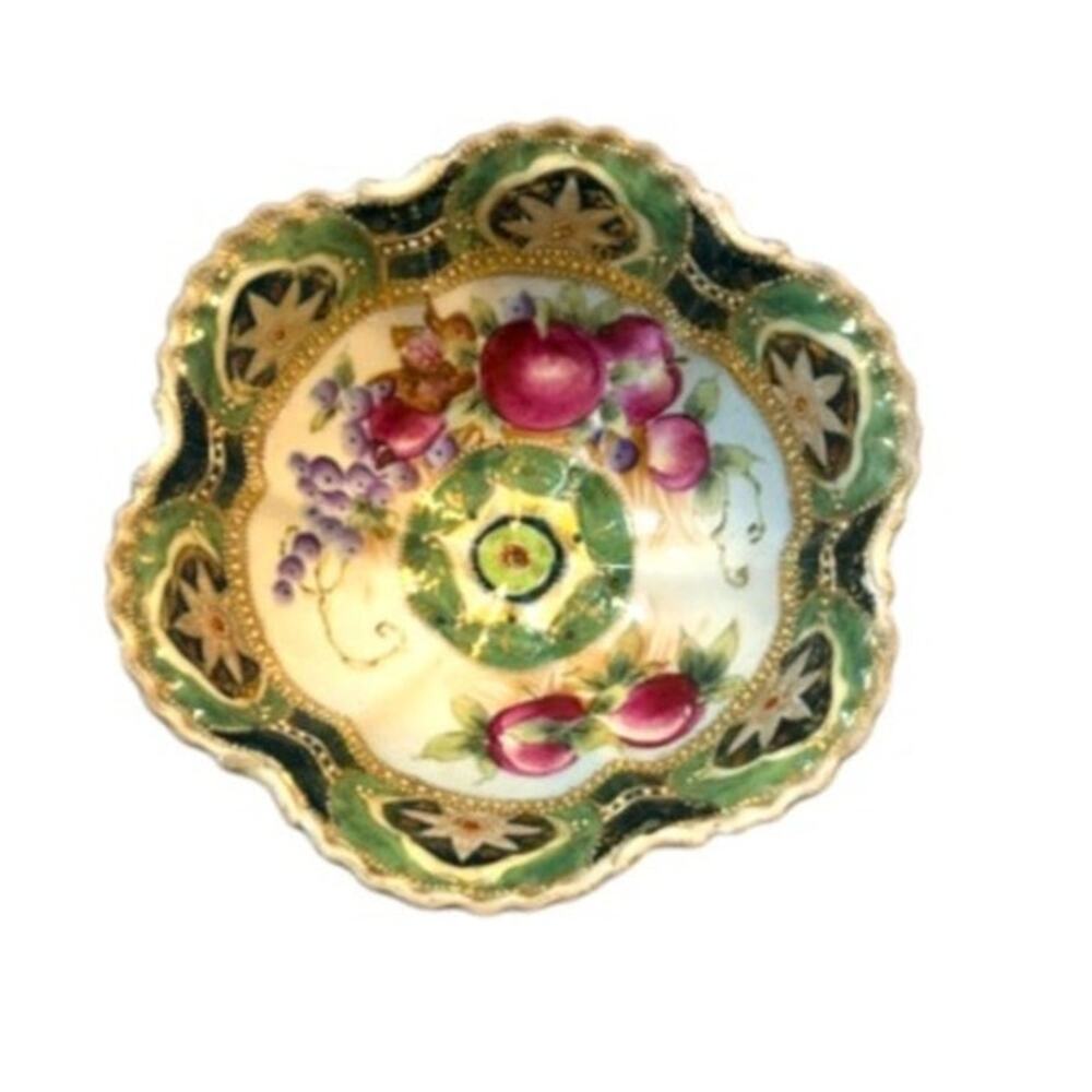 Antique Nippon Attributed Hand Painted Berry Bowl & Plate